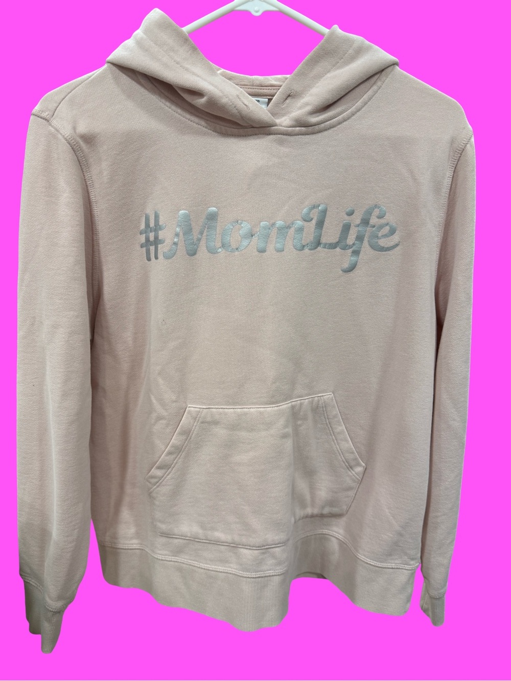 Amazon Essentials Light Beige #MomLife Pullover Hoodie